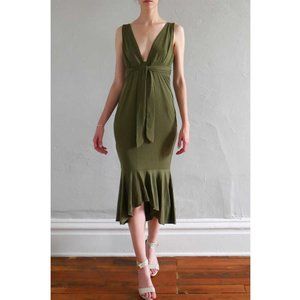 Green Midi Dress With Tie